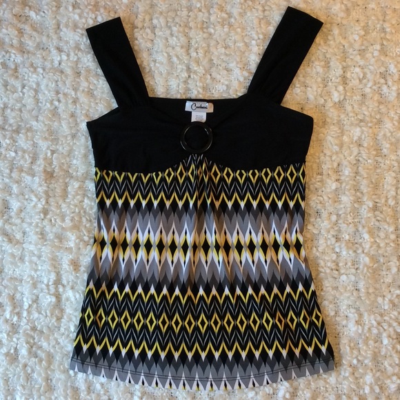 Vintage 90’s yellow and black patterned tank top - Picture 1 of 4